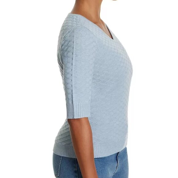 NWT - Ella Moss Women's Blue Elbow Sleeve Sweater Honeycomb Knit– Size XL - Picture 2 of 3